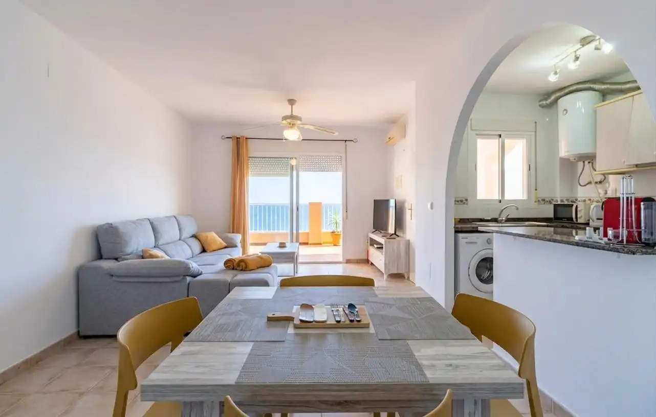 Living room of Flat for sale in Mojácar  with Air Conditioner, Terrace and Furnished