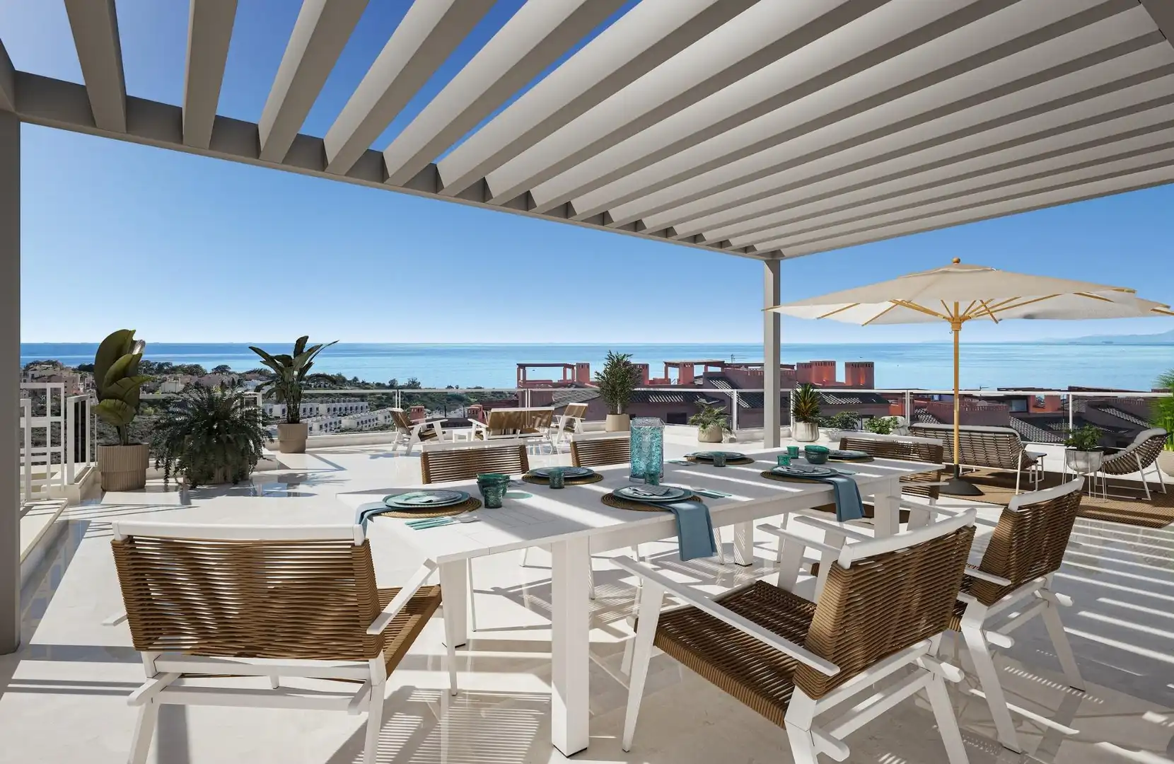 Terrasse von Erdgeschoss zum Verkauf in Manilva mit Klimaanlage, Terrasse und Abstellraum