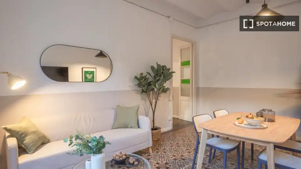 Sala de estar de Piso de alquiler en Barcelona con Aire acondicionado, Calefacción y Amueblado
