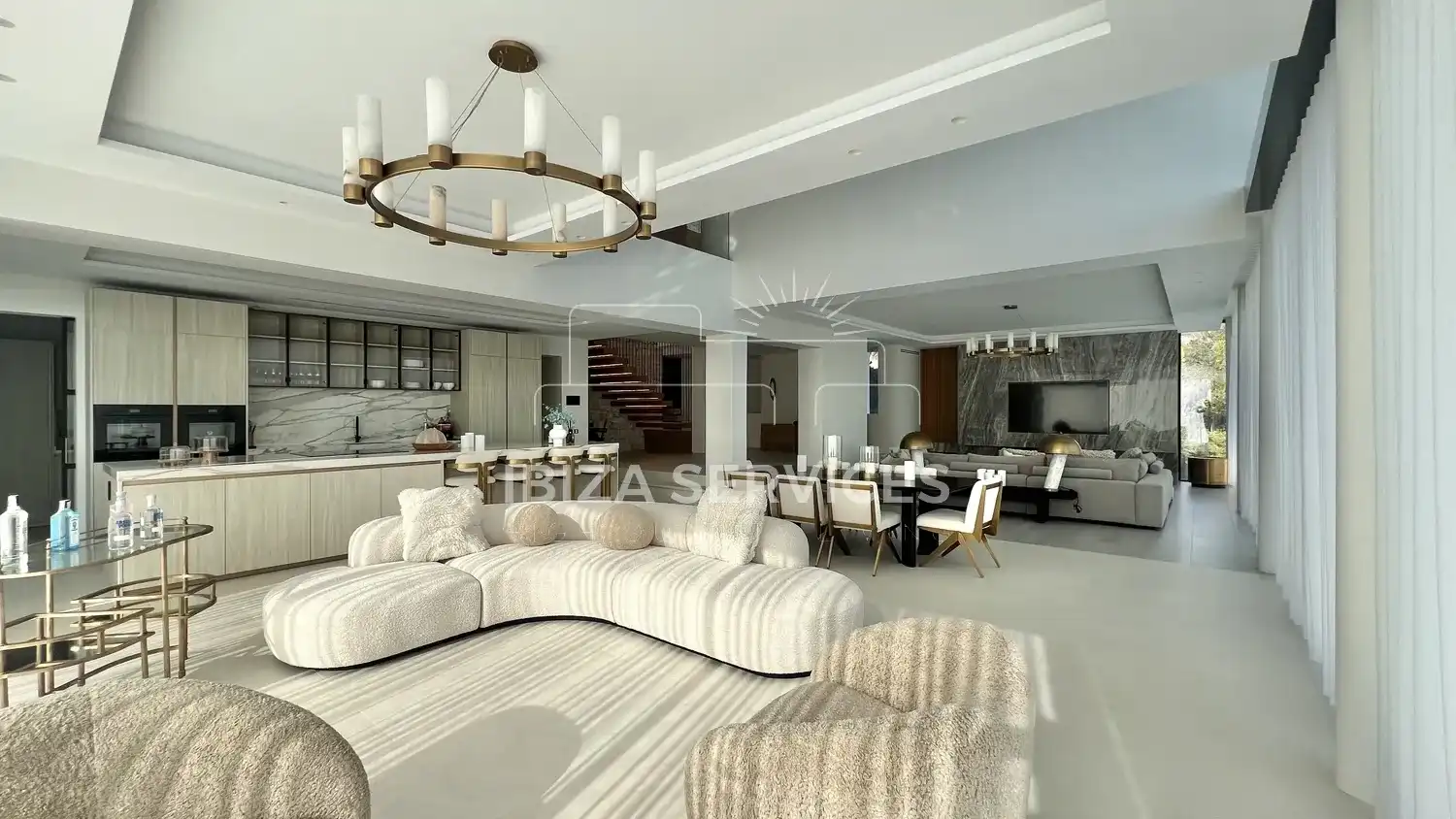 Sala d'estar de Casa o xalet en venda en Santa Eulària des Riu amb Aire condicionat, Jardí privat i Piscina