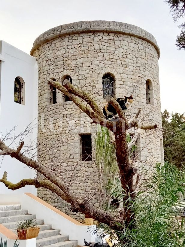 Vista exterior de Casa o xalet en venda en Sant Antoni de Portmany amb Jardí privat, Terrassa i Piscina comunitària
