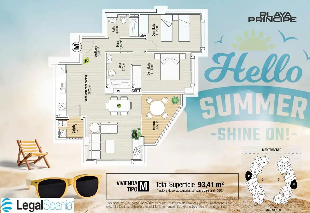 Apartamento en venta en La Manga del Mar Menor con Jardín privado, Terraza y Piscina
