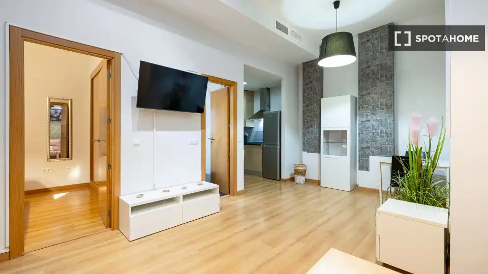 Sala d'estar de Apartament per a compartir en Málaga amb Aire condicionat, Terrassa i Moblat