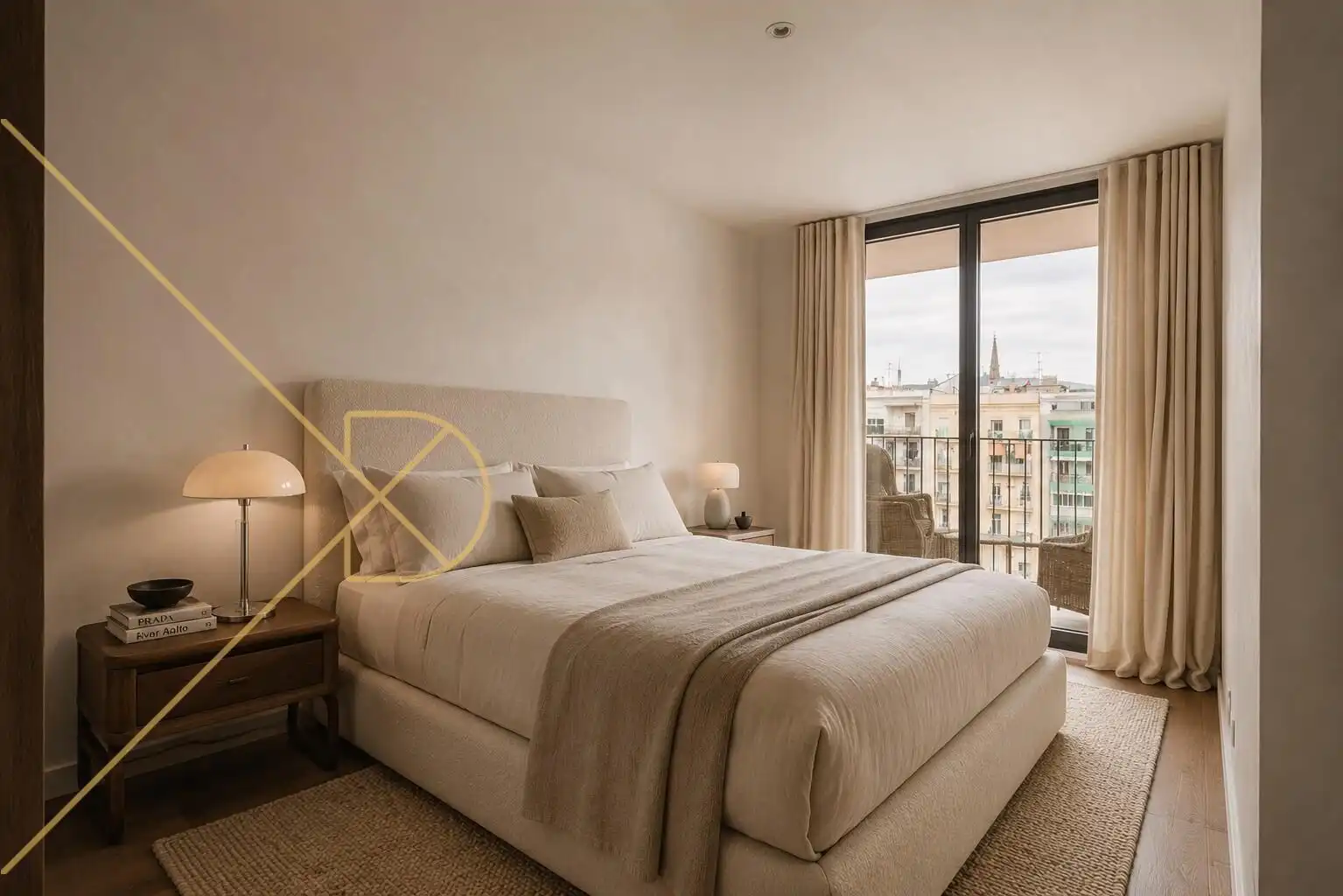 Schlafzimmer von Dachboden zum Verkauf in Barcelona mit Klimaanlage, Heizung und Parkett