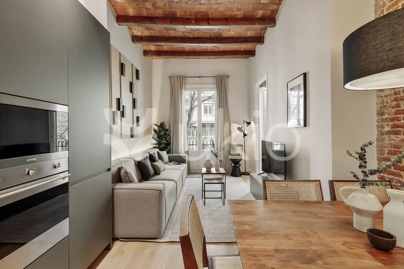 Sala de estar de Apartamento de alquiler en Barcelona con Aire acondicionado, Calefacción y Terraza