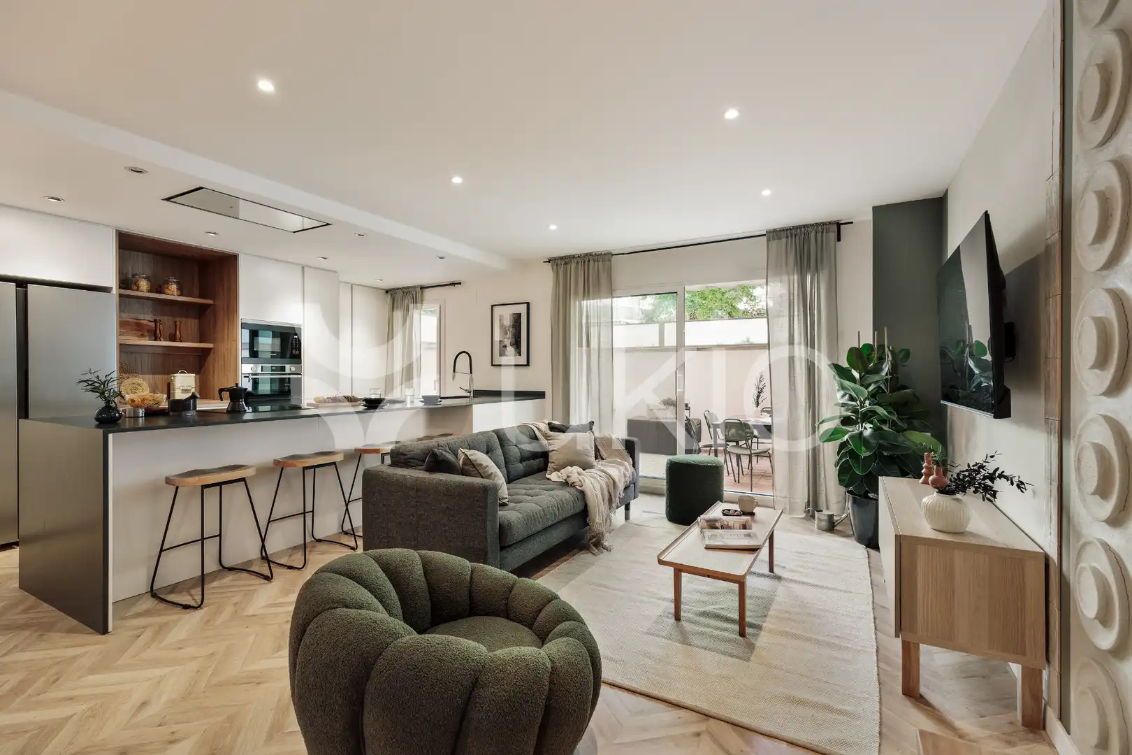 Wohnzimmer von Wohnungen zur Miete in Barcelona mit Klimaanlage, Heizung und Terrasse