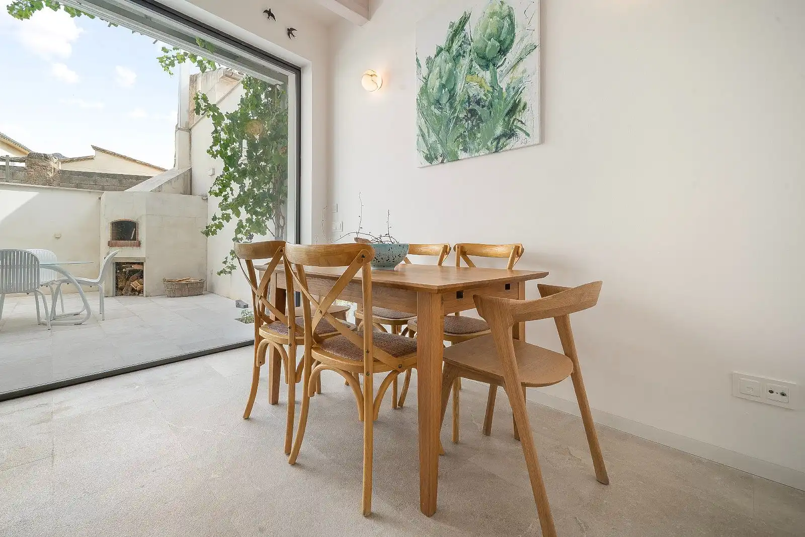 Dining room of Detached homes for sale in Pollença  with Air Conditioner, Heating and Parquet flooring