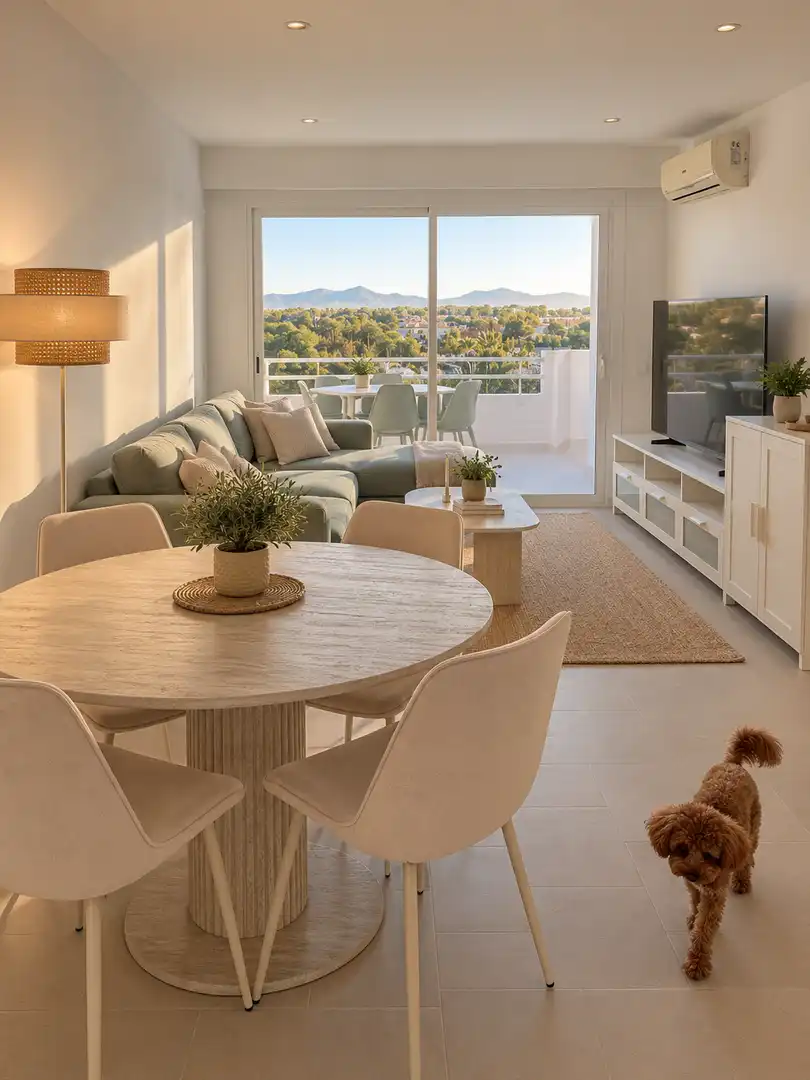 Sala d'estar de Apartament de lloguer en Alcúdia amb Aire condicionat, Terrassa i Piscina