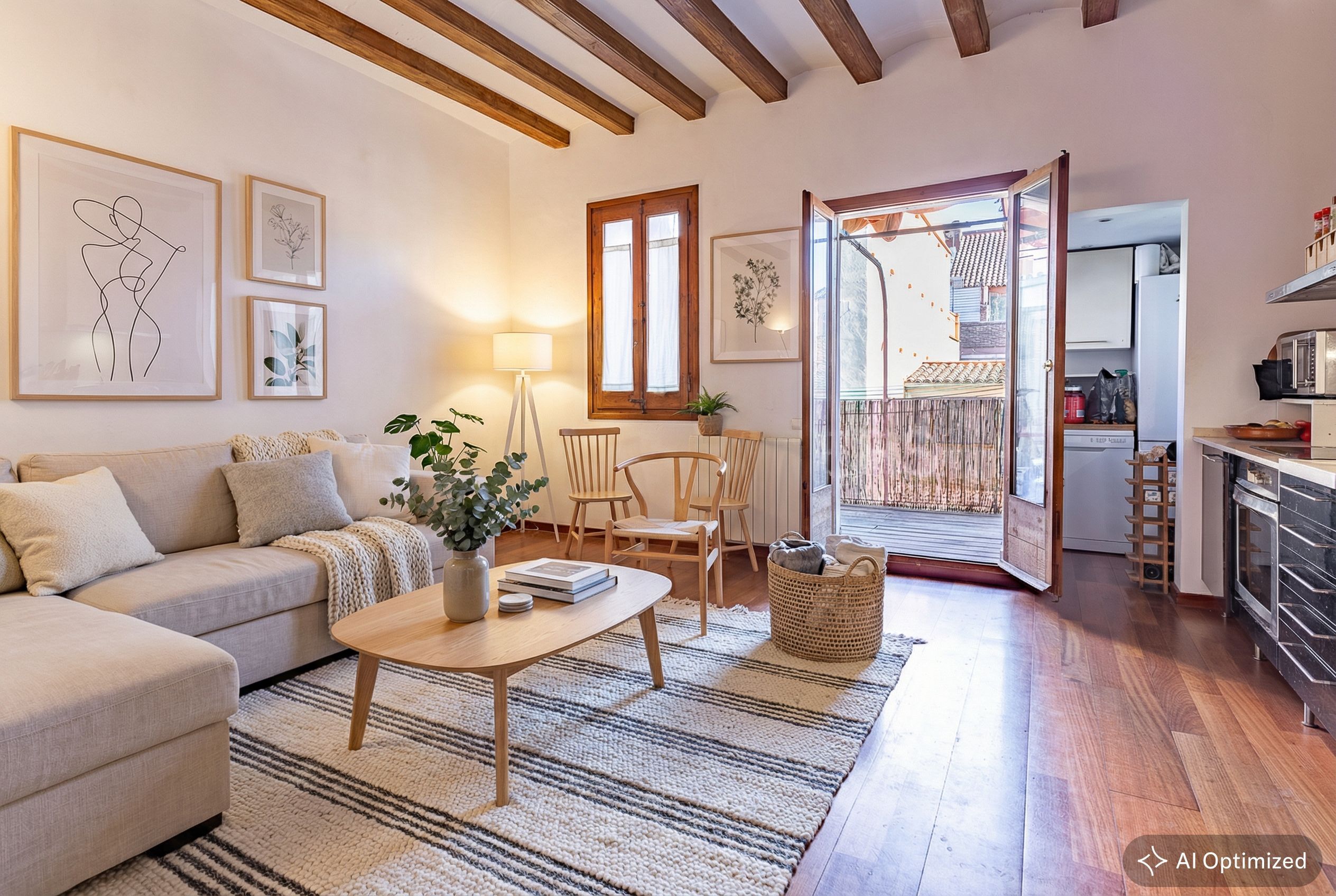 Sala d'estar de Apartament en venda en  Barcelona Capital amb Calefacció, Parquet i Terrassa