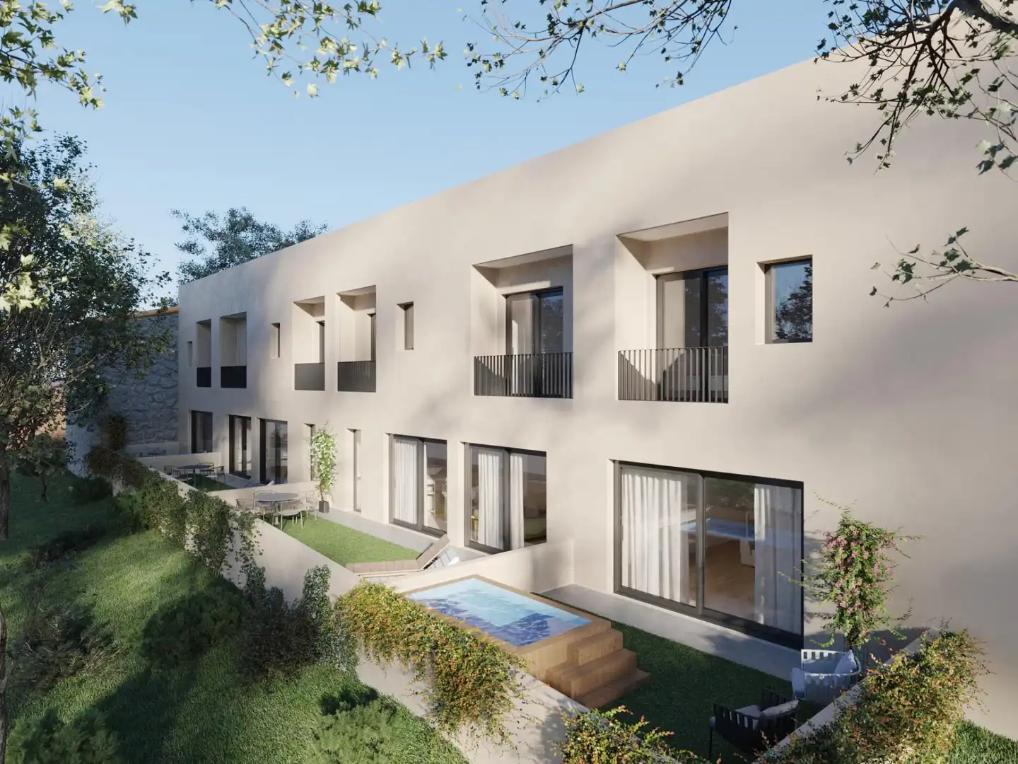 Außenansicht von Einfamilien-Reihenhaus zum Verkauf in Sant Feliu de Guíxols mit Heizung und Terrasse