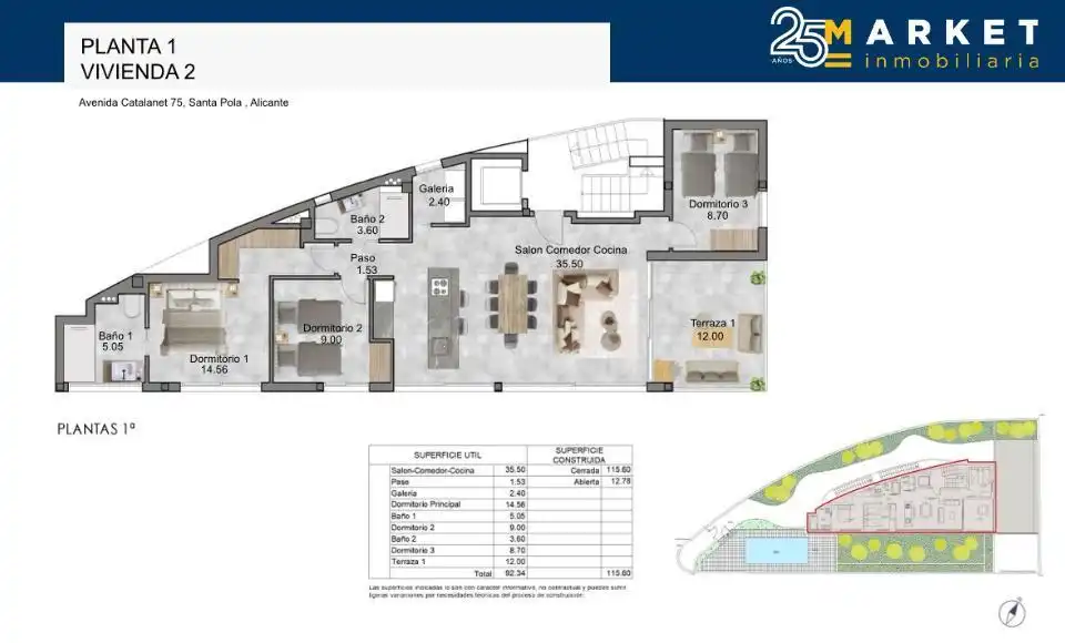 Wohnung zum Verkauf in Santa Pola mit Klimaanlage, Terrasse und Schwimmbad