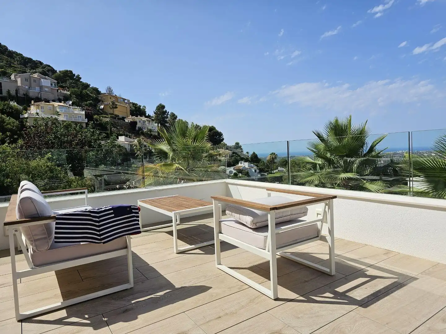 Terrasse von Wohnungen zur Miete in Pedreguer mit Klimaanlage, Heizung und Privatgarten