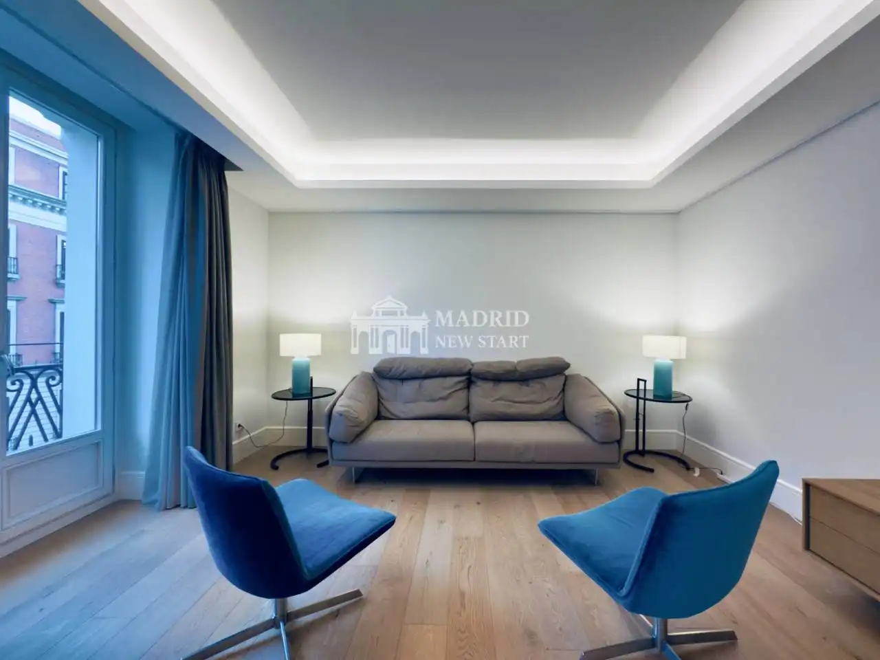 Wohnzimmer von Wohnung zur Miete in Madrid mit Klimaanlage, Heizung und Parkett