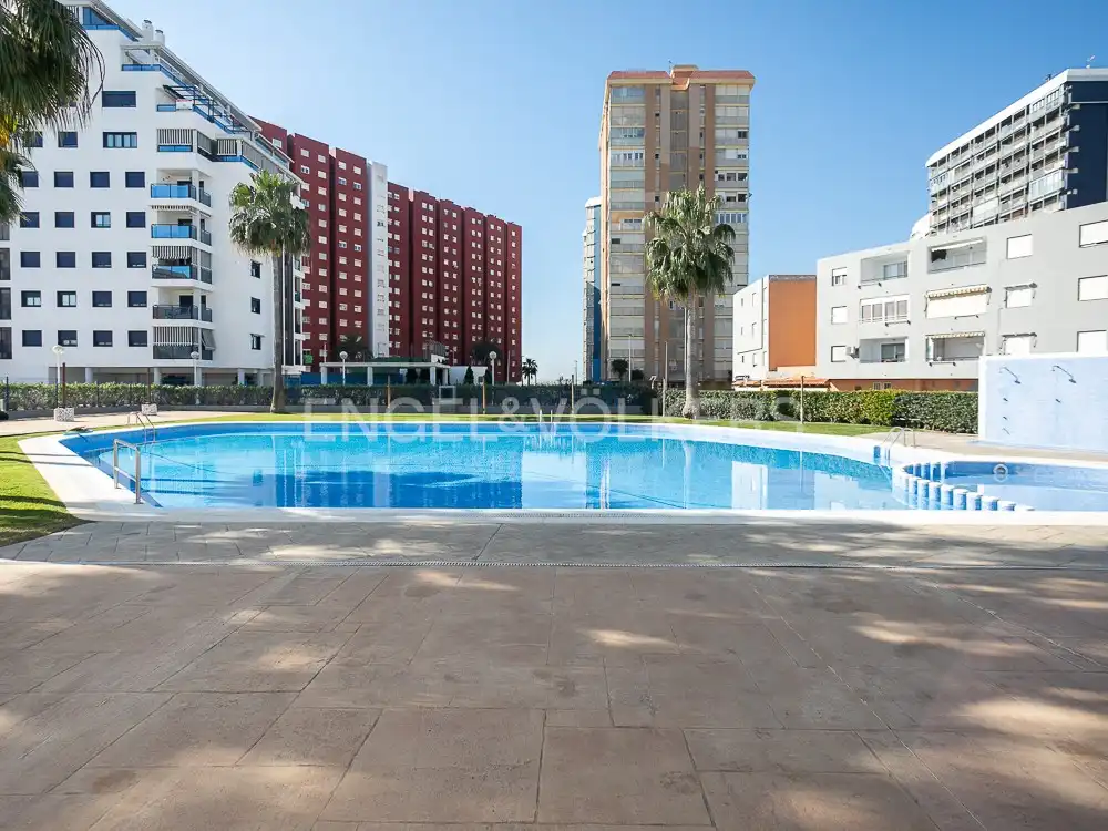 Swimming pool of Flat for rent in La Pobla de Farnals  with Air Conditioner, Heating and Private garden