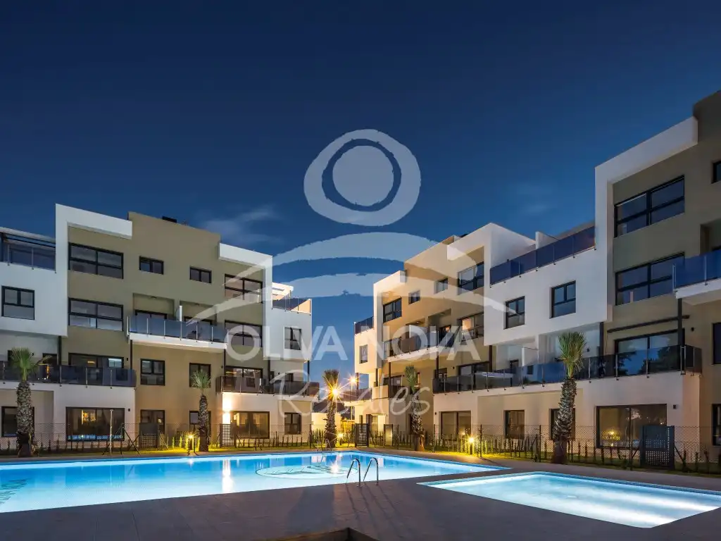 Vista exterior de Apartamento en venta en Oliva con Aire acondicionado, Jardín privado y Piscina