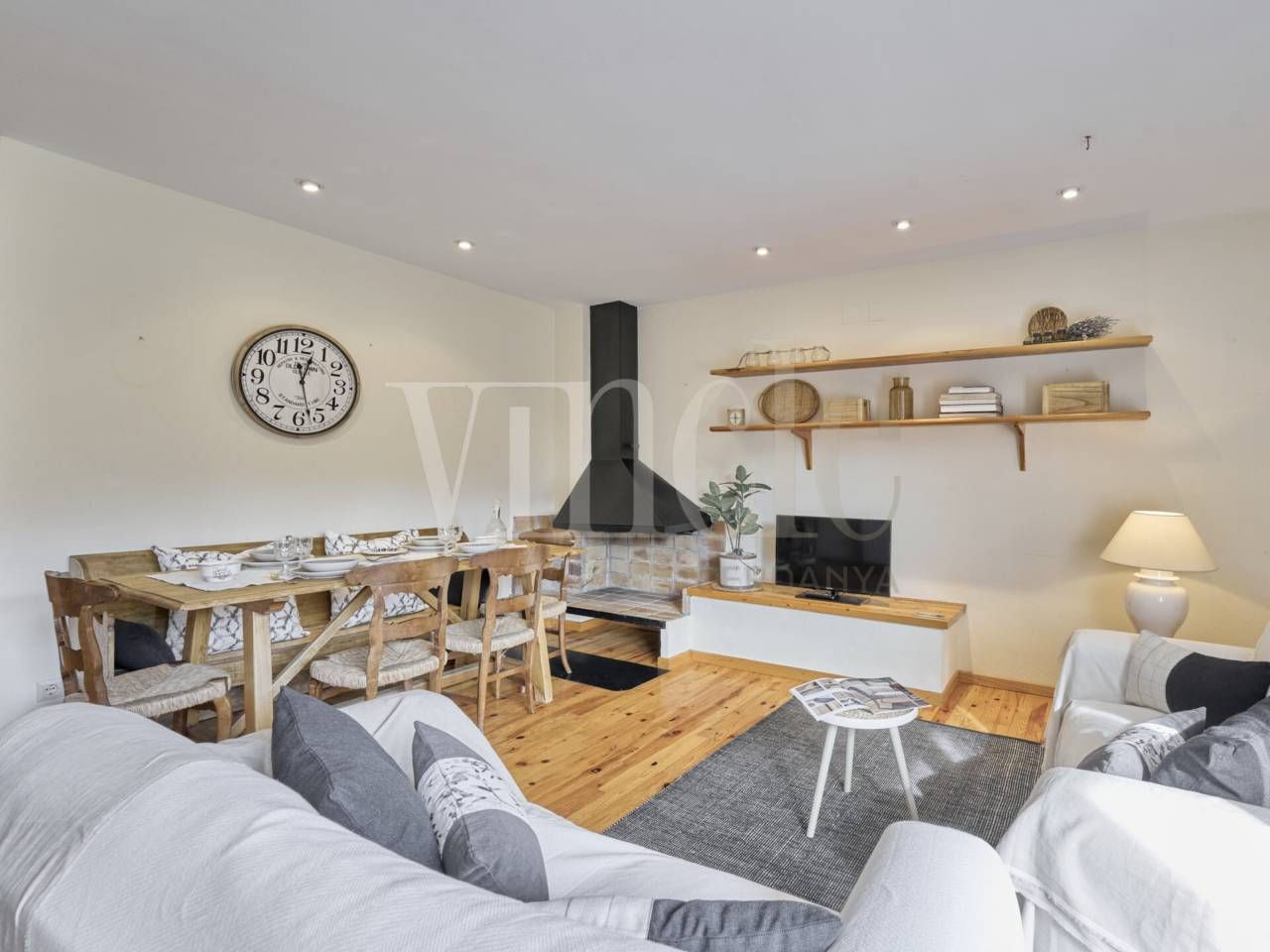 Living room of Single-family semi-detached for sale in Prats i Sansor  with Heating, Parquet flooring and Terrace