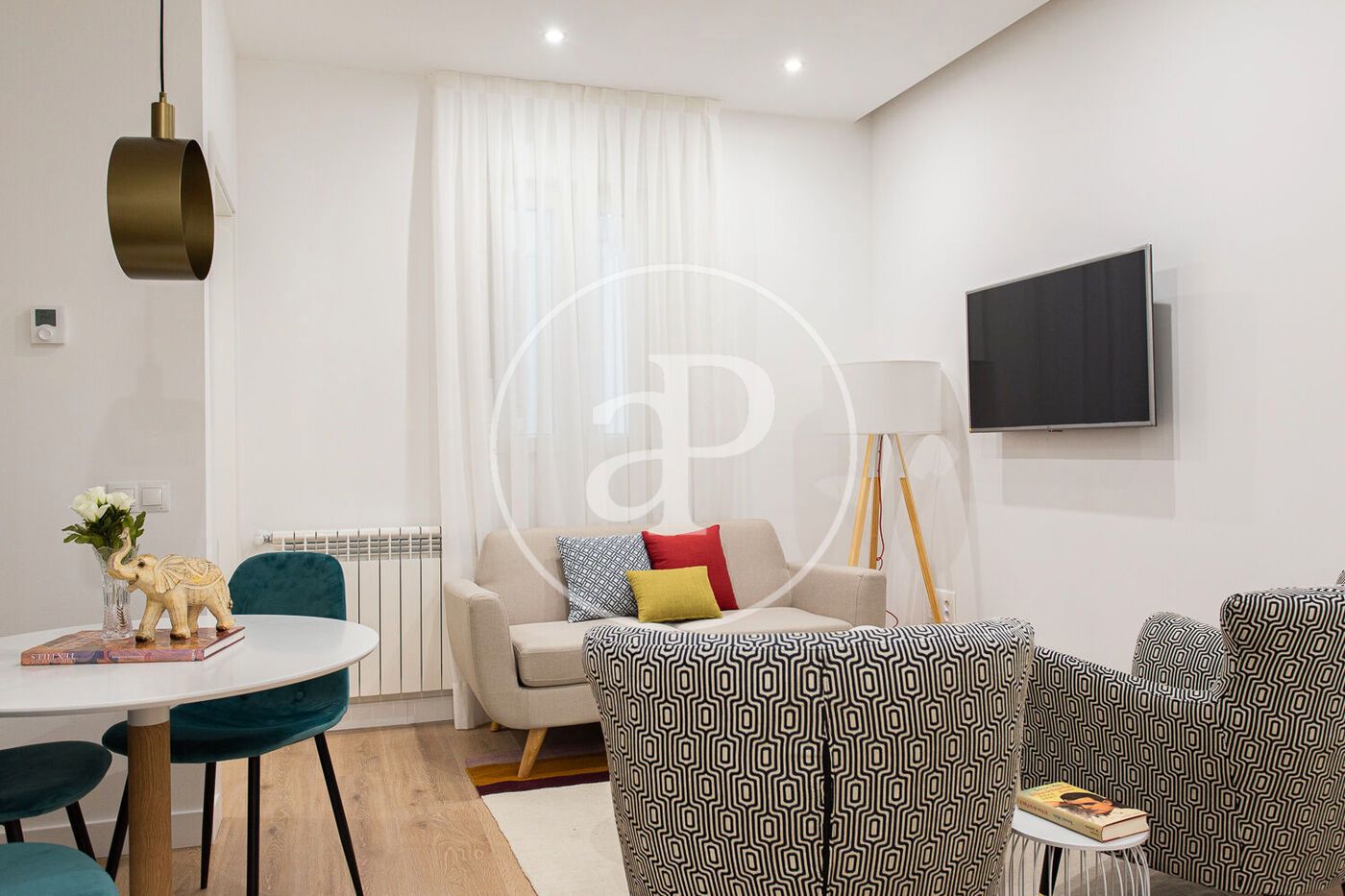 Living room of Flat to rent in  Madrid Capital  with Air Conditioner, Heating and Furnished
