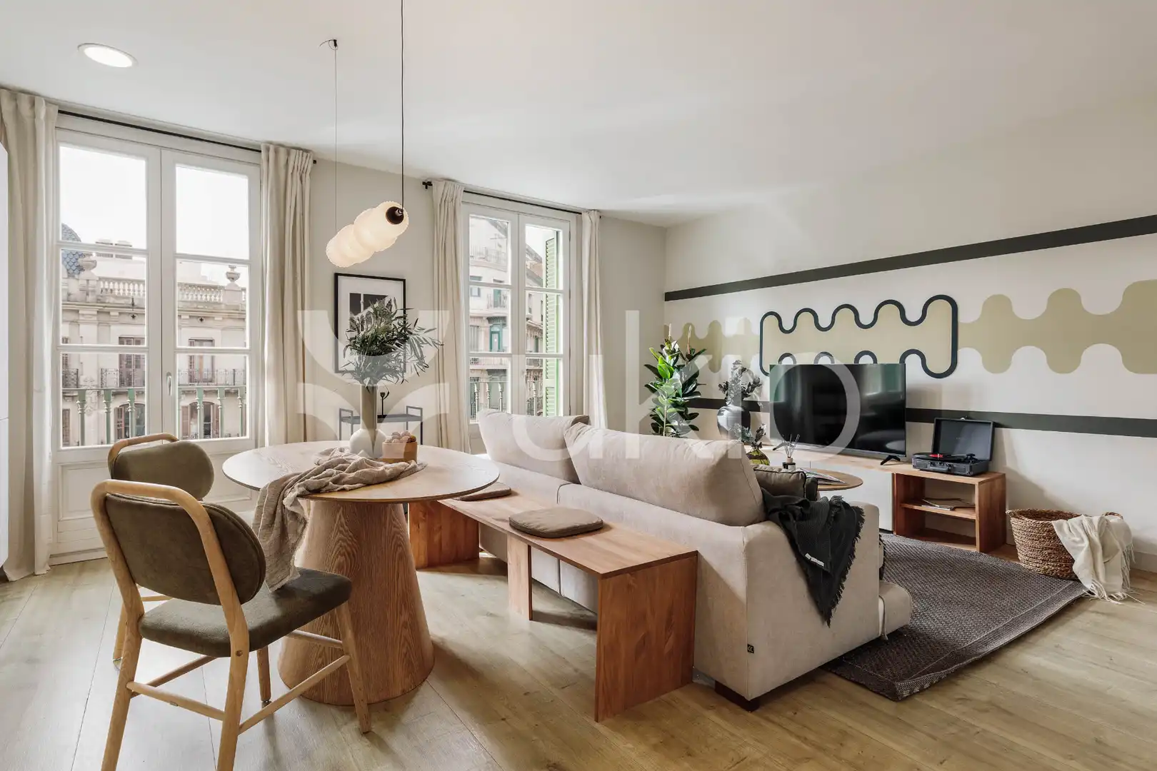 Living room of Apartments for rent in  Barcelona Capital  with Air Conditioner, Heating and Furnished