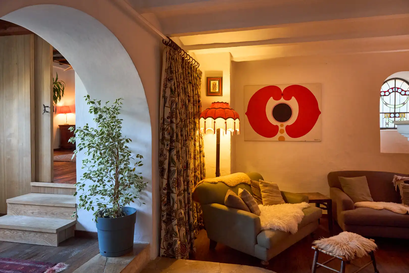 Sala d'estar de Finca rústica en venda en Sant Joan de Labritja amb Aire condicionat, Jardí privat i Parquet