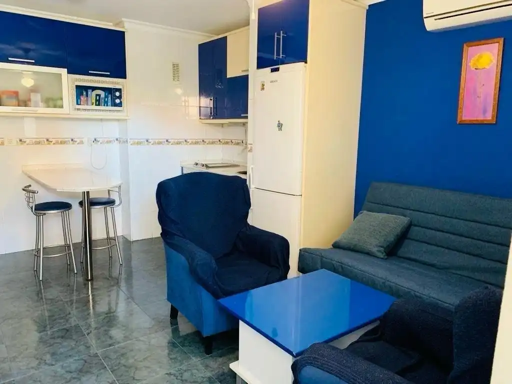 Sala d'estar de Apartament de lloguer en San Bartolomé de Tirajana amb Aire condicionat, Jardí privat i Moblat