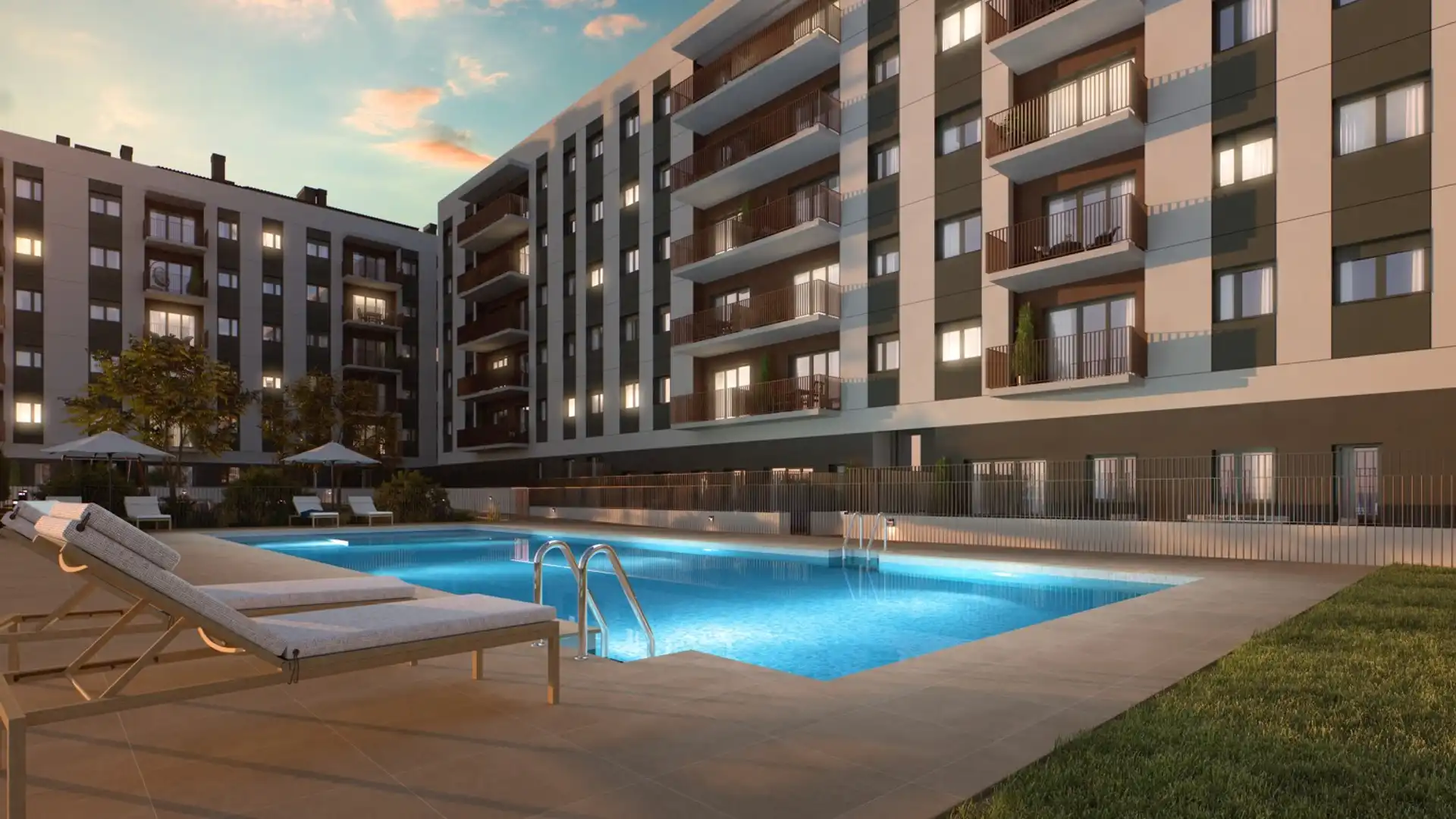 Schwimmbecken von Wohnung zum Verkauf in Terrassa mit Klimaanlage, Heizung und Privatgarten