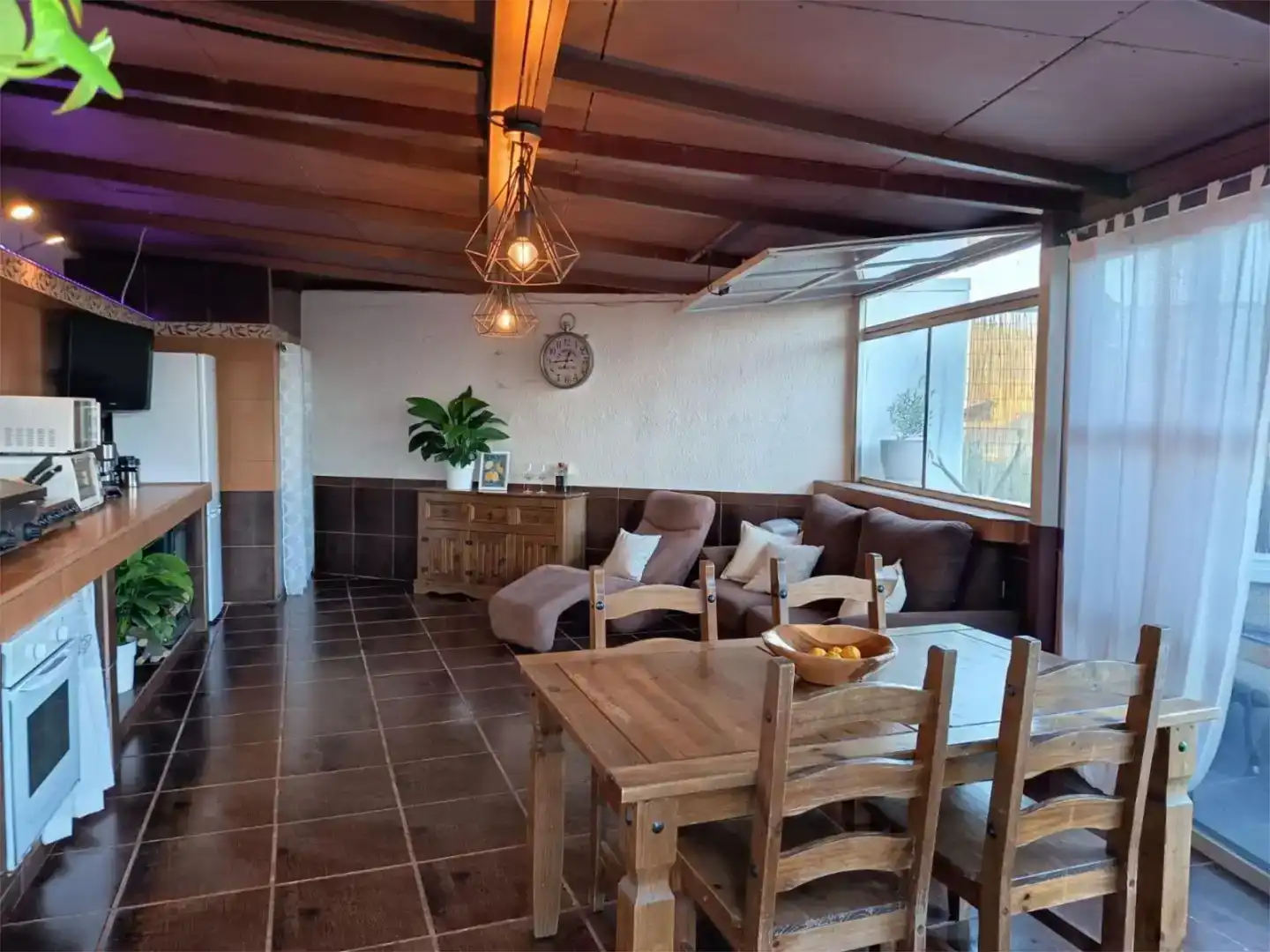 Dining room of Flat for rent in Arona  with Air Conditioner, Private garden and Parquet flooring