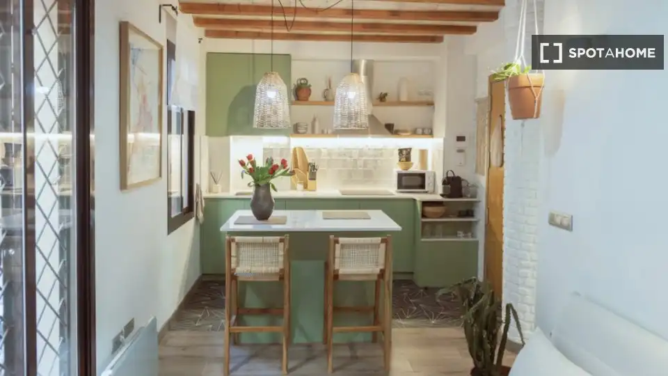 Cocina de Piso de alquiler en Barcelona con Aire acondicionado, Calefacción y Amueblado