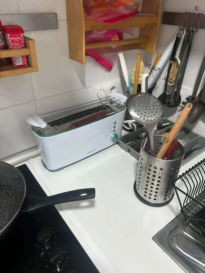 Cuina de Apartament per a compartir en Santa Coloma de Gramenet amb Moblat, Forn i Rentadora