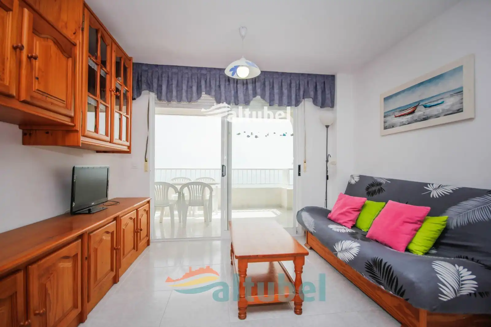 Sala de estar de Apartamento en venta en Peñíscola / Peníscola con Terraza, Piscina y Amueblado