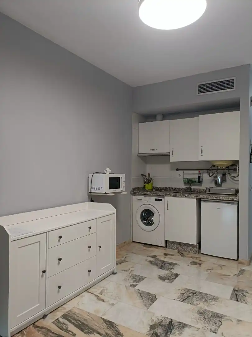 Cocina de Estudio de alquiler en Sevilla con Aire acondicionado, Amueblado y Lavadora