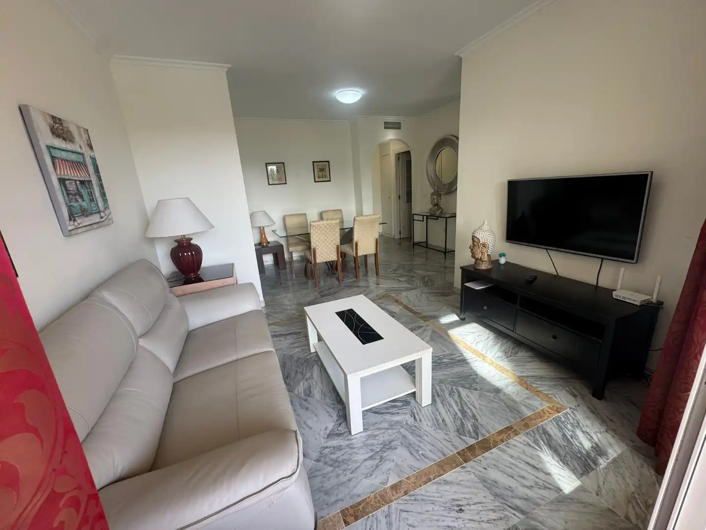 Living room of Flat for rent in Marbella  with Air Conditioner, Terrace and Furnished