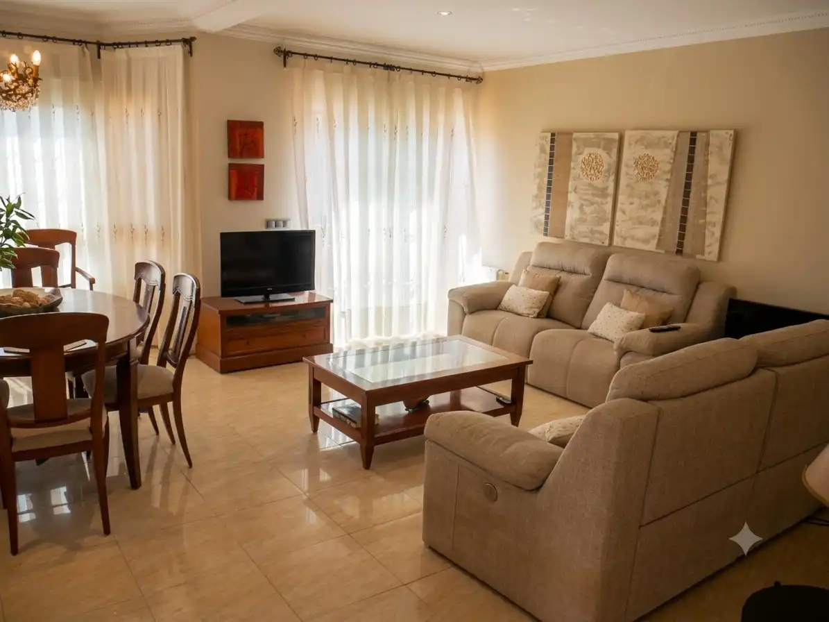 Sala d'estar de Casa adosada en venda en Sagunto / Sagunt amb Aire condicionat, Calefacció i Jardí privat