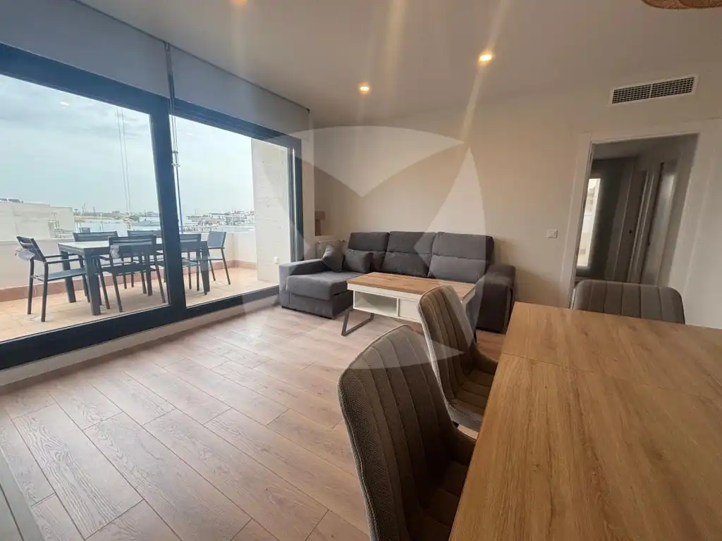 Wohnzimmer von Wohnung zur Miete in Badajoz mit Klimaanlage, Privatgarten und Terrasse