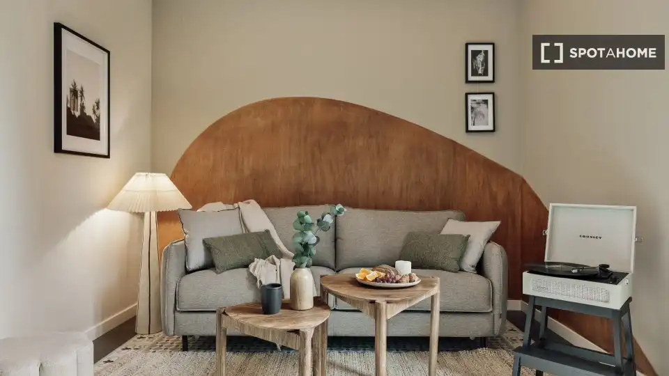 Sala d'estar de Apartament per a compartir en Barcelona amb Aire condicionat, Terrassa i Moblat