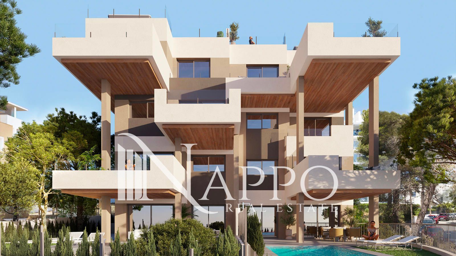 Exterior view of Flat for sale in Población de Arroyo  with Air Conditioner, Private garden and Swimming Pool