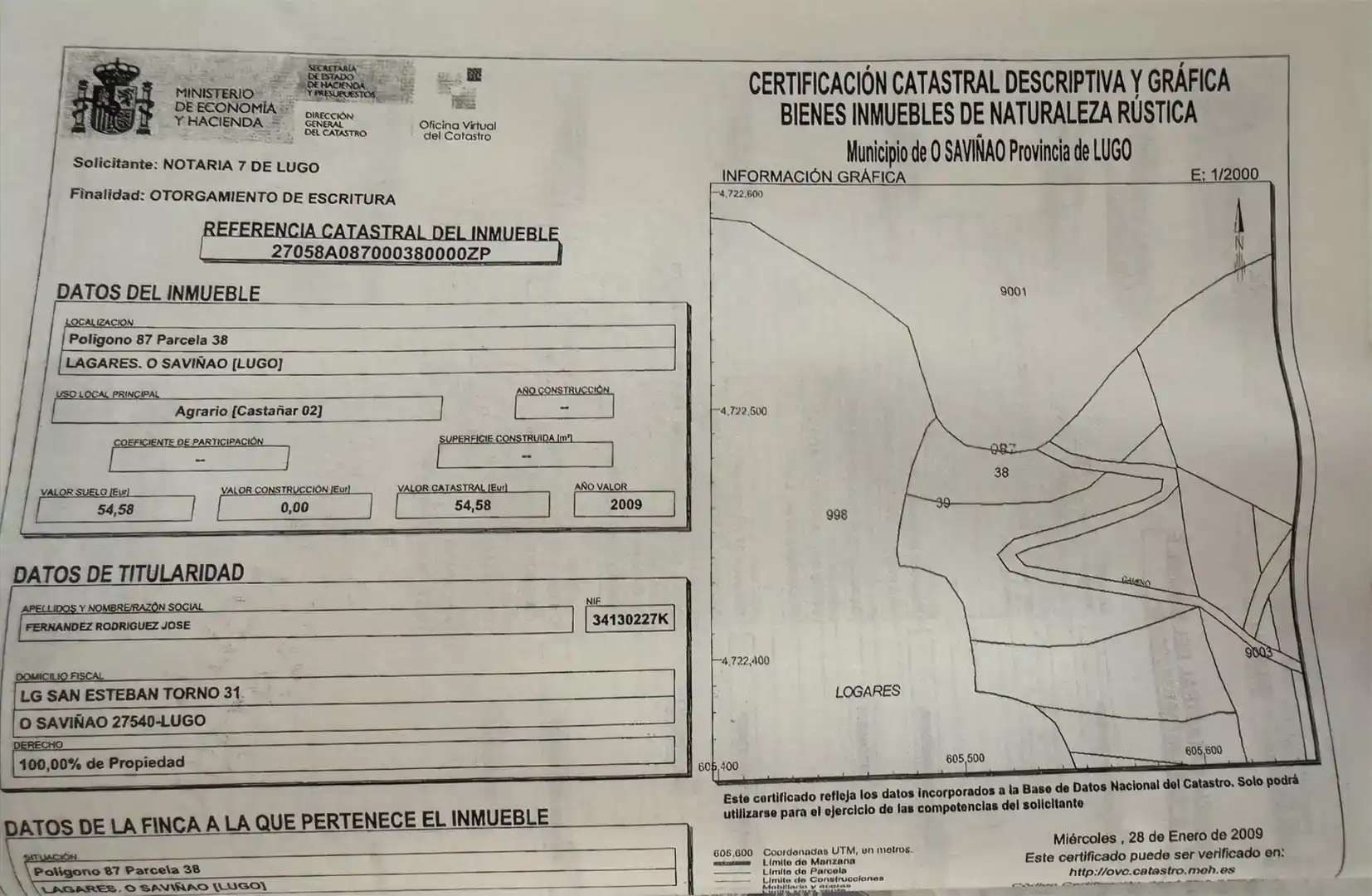 Finca rústica en venda en O Saviñao 