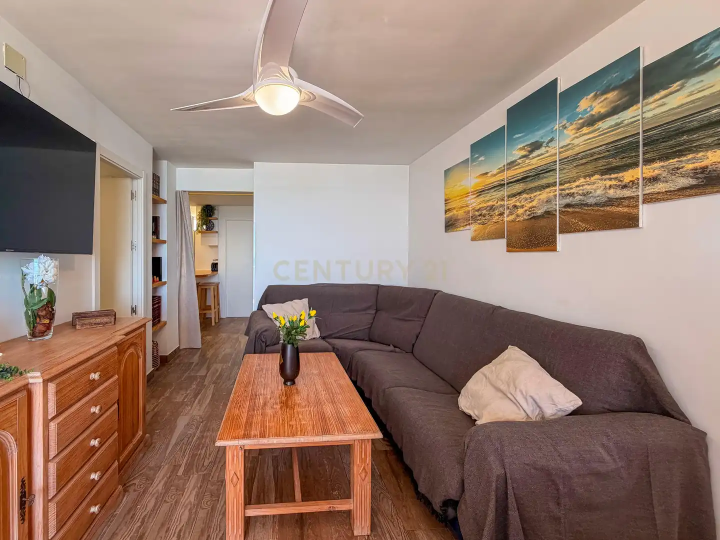 Living room of Flat for rent in El Campello  with Air Conditioner, Oven and Washing machine
