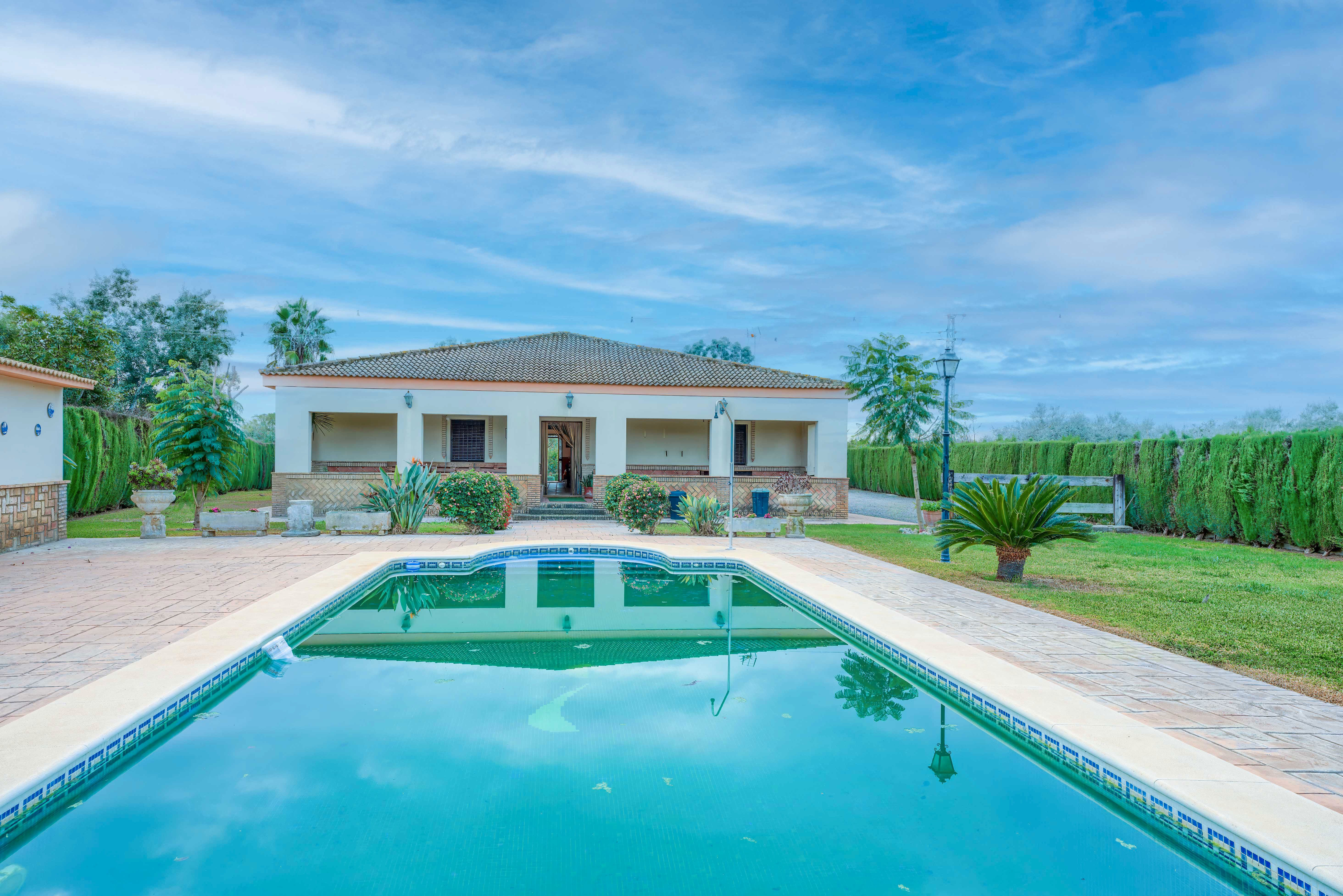 Jardí de Finca rústica en venda en Pilas amb Jardí privat, Terrassa i Piscina