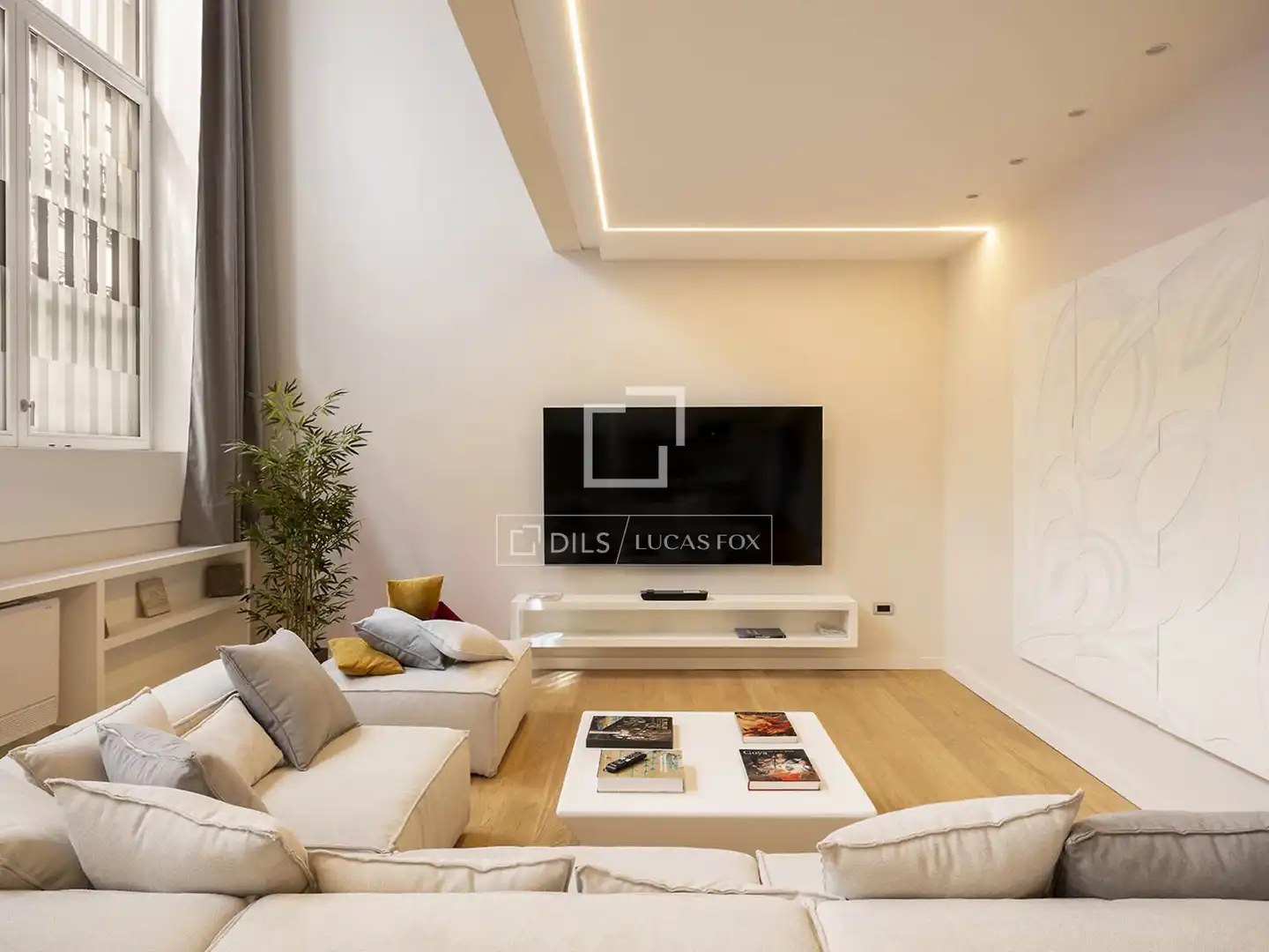 Sala de estar de Loft de alquiler en Barcelona con Aire acondicionado, Calefacción y Parquet