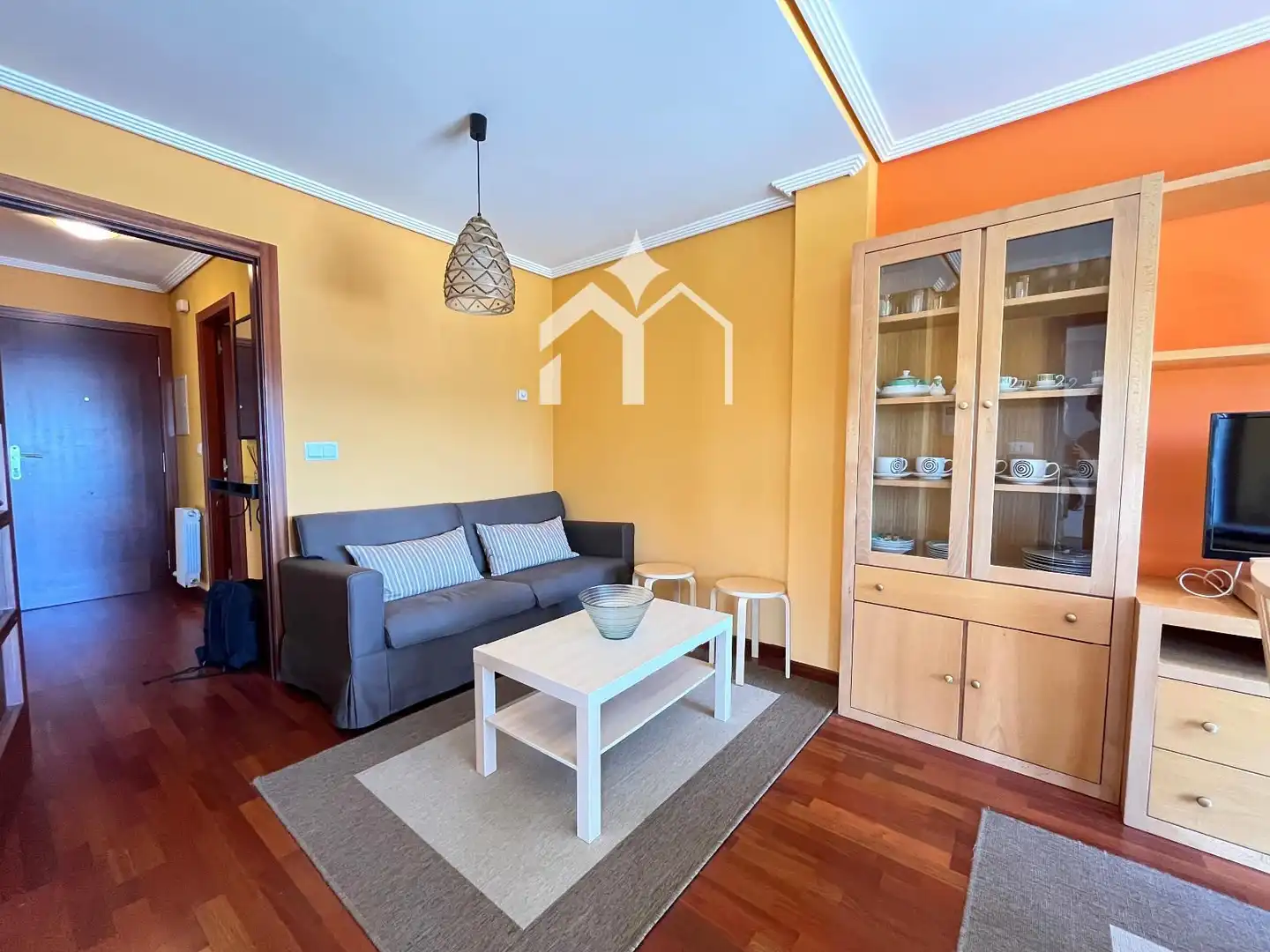 Living room of Flat for sale in Moaña  with Heating, Terrace and Furnished