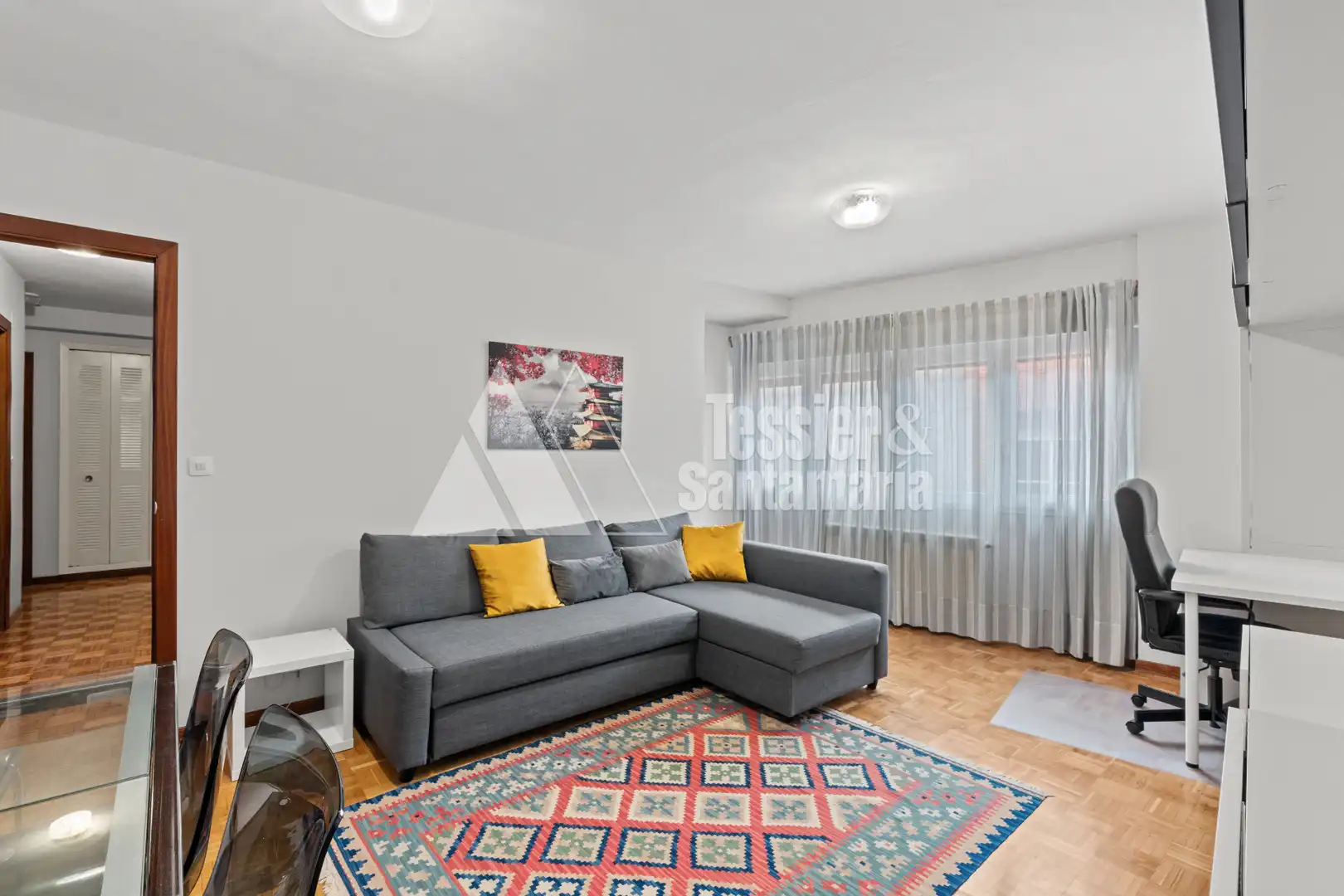 Wohnzimmer von Wohnungen zur Miete in Gijón  mit Heizung, Parkett und Möbliert