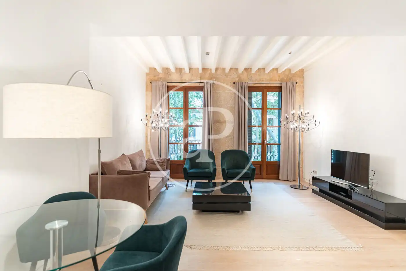 Sala d'estar de Pis de lloguer en  Palma de Mallorca amb Aire condicionat, Calefacció i Moblat