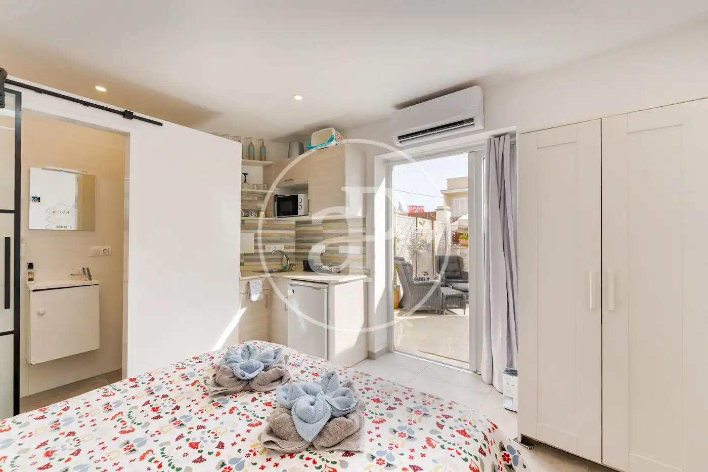 Schlafzimmer von Wohnung zum Verkauf in  Palma de Mallorca mit Klimaanlage, Privatgarten und Terrasse
