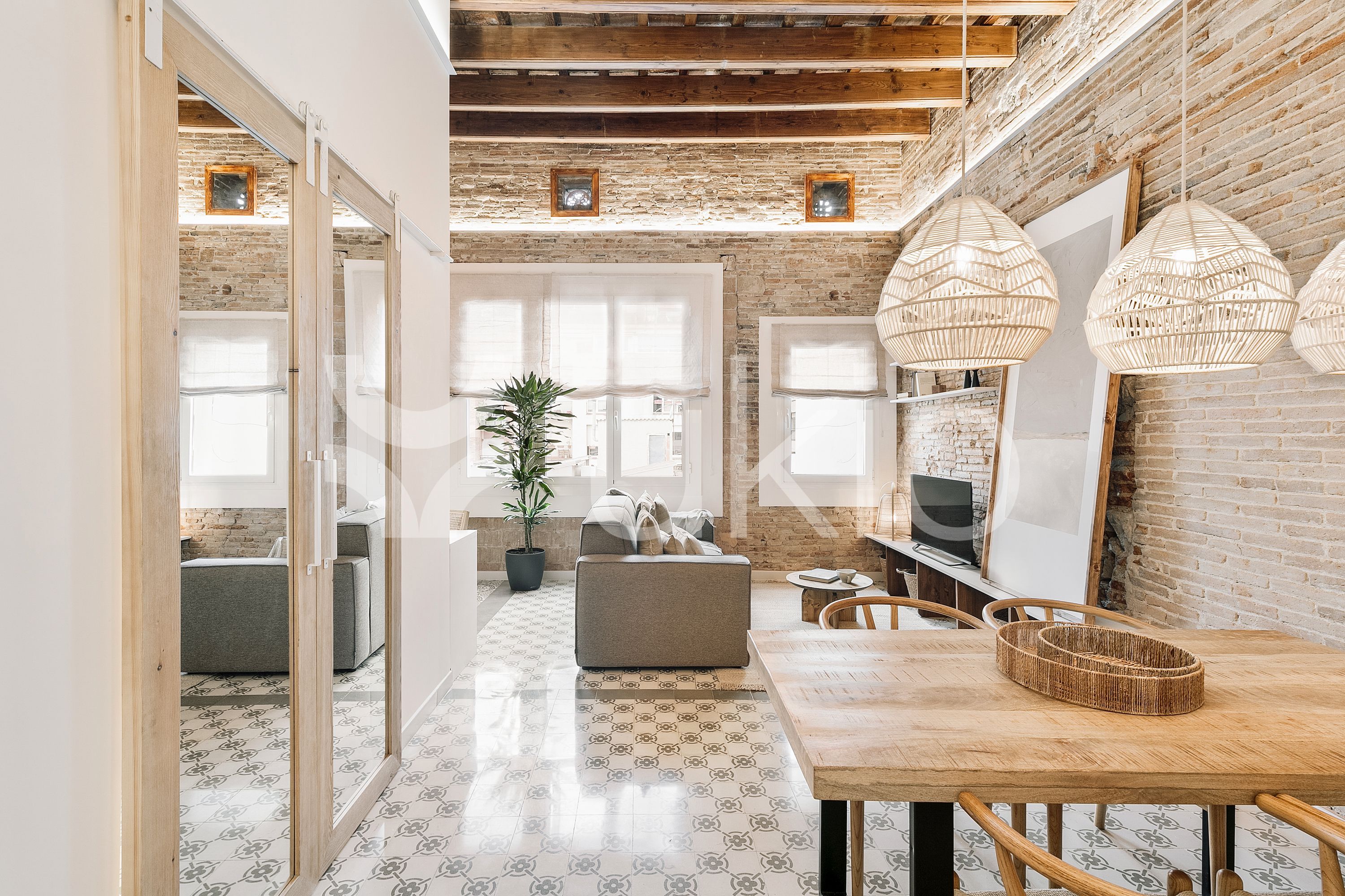 Sala d'estar de Apartament de lloguer en  Barcelona Capital amb Aire condicionat, Calefacció i Terrassa