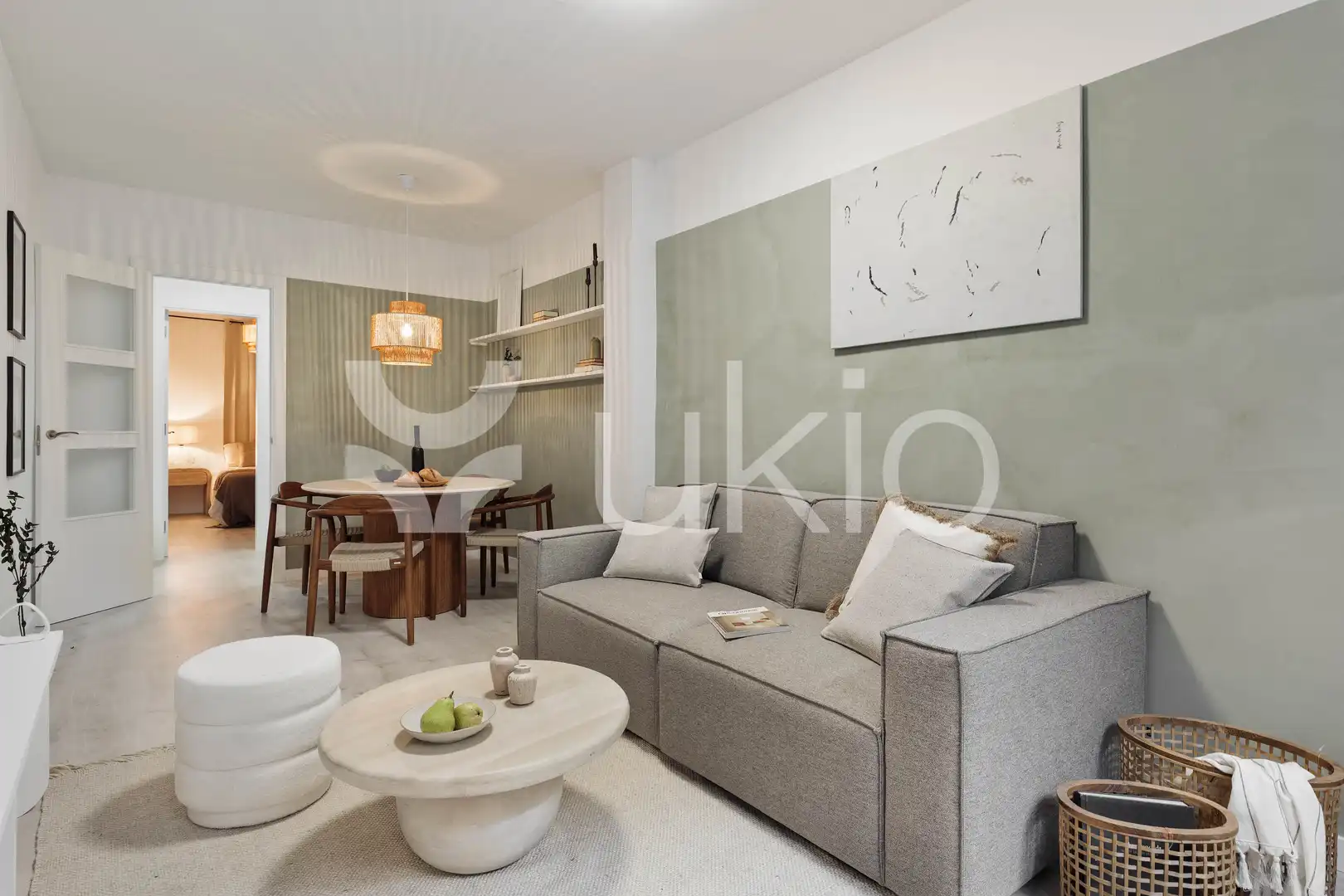 Sala de estar de Apartamento de alquiler en Barcelona con Aire acondicionado, Calefacción y Amueblado