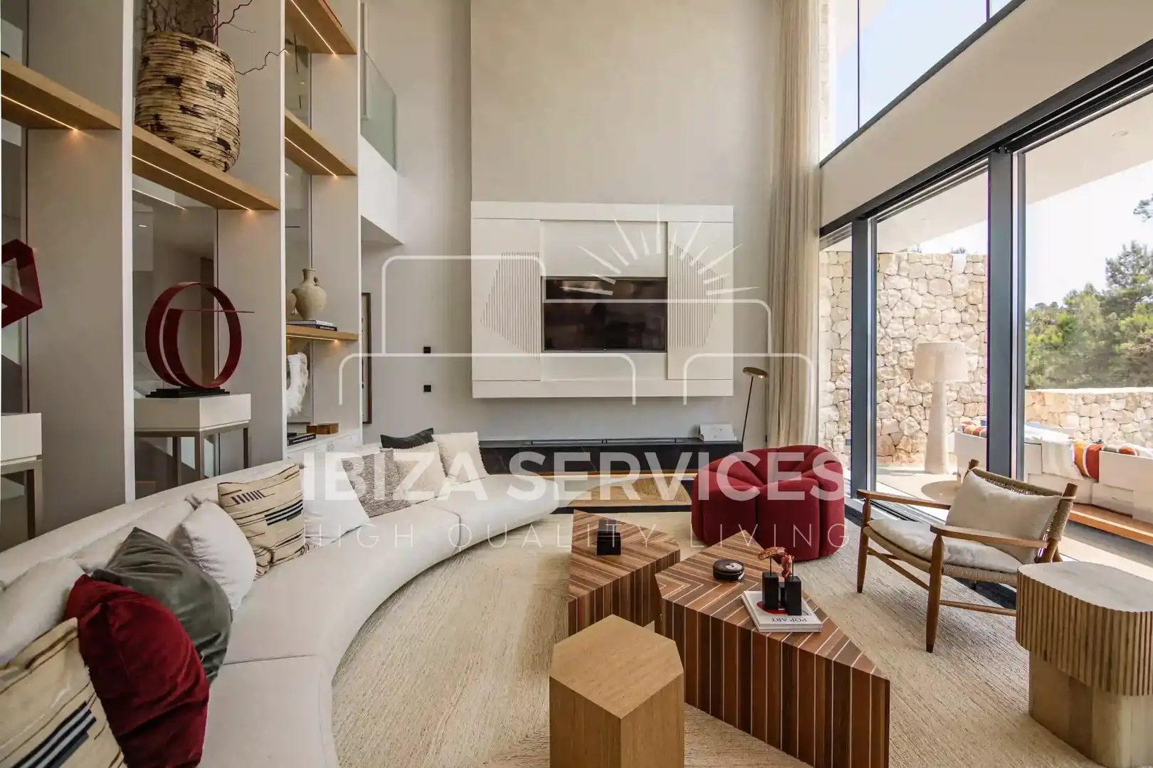 Sala de estar de Casa o chalet en venta en Santa Eulària des Riu con Aire acondicionado, Jardín privado y Piscina