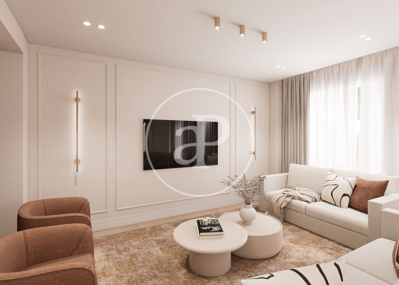 Sala d'estar de Pis en venda en  Madrid Capital amb Aire condicionat, Calefacció i Jardí privat