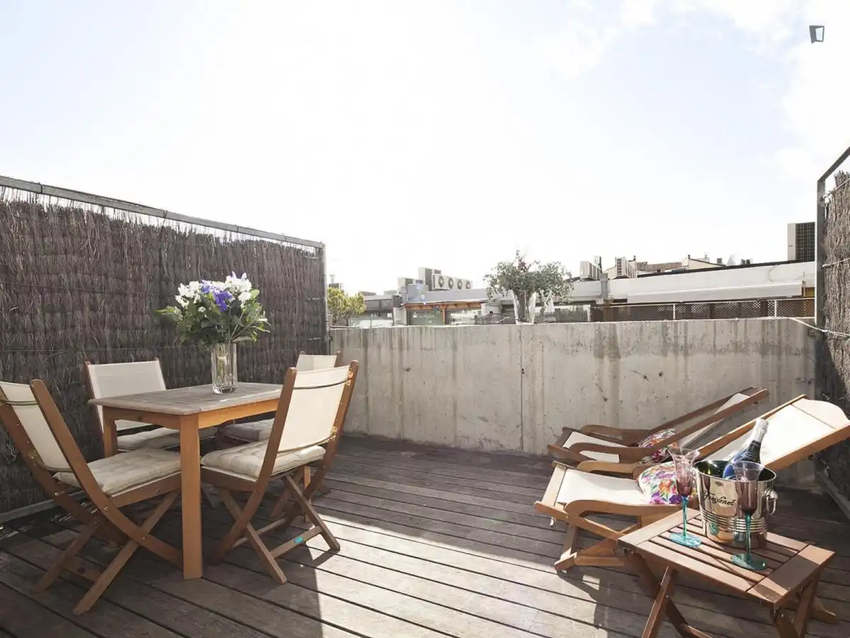 Terraza de Apartamento de alquiler en Barcelona con Aire acondicionado, Calefacción y Amueblado
