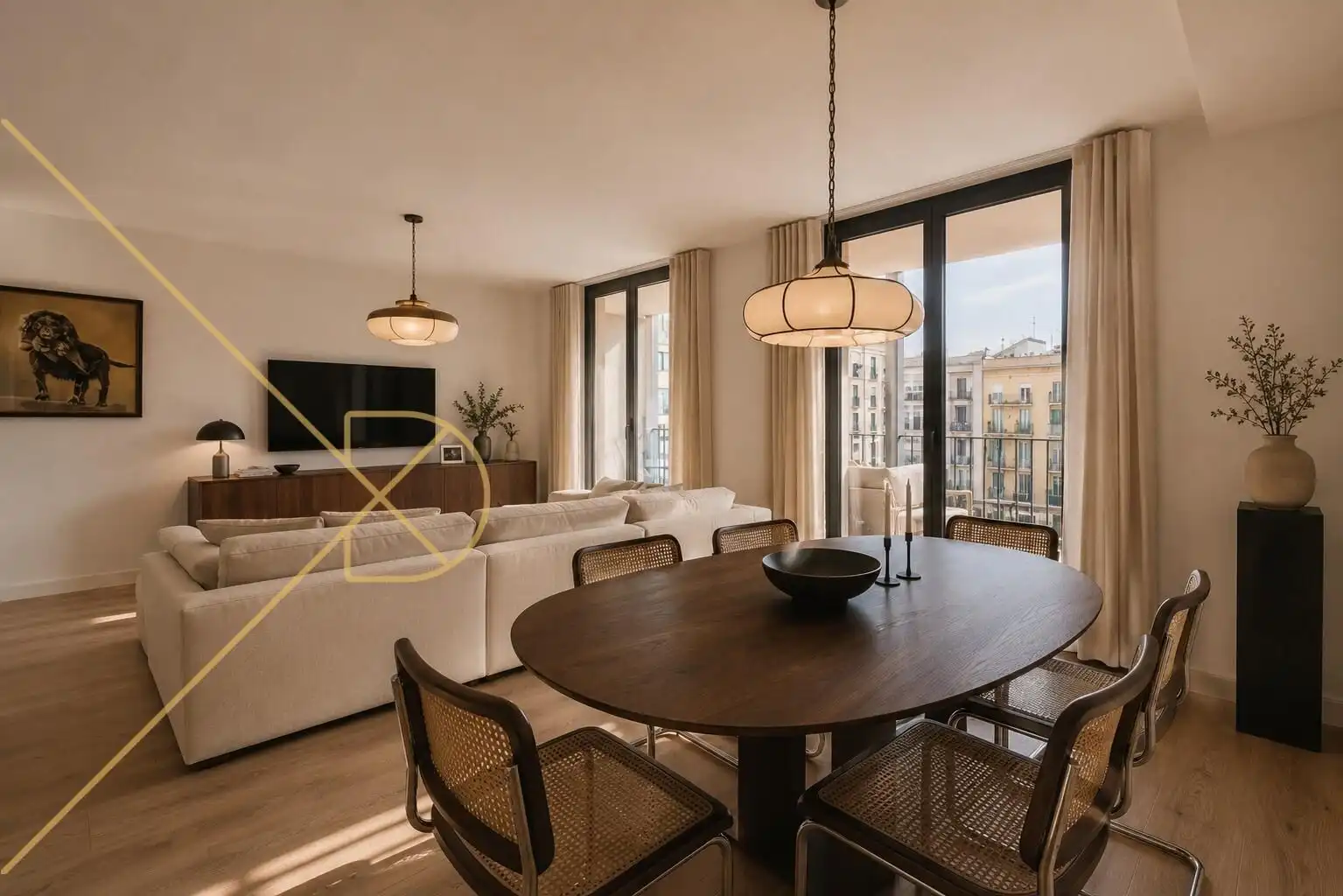 Wohnzimmer von Dachboden zum Verkauf in Barcelona mit Klimaanlage, Heizung und Parkett