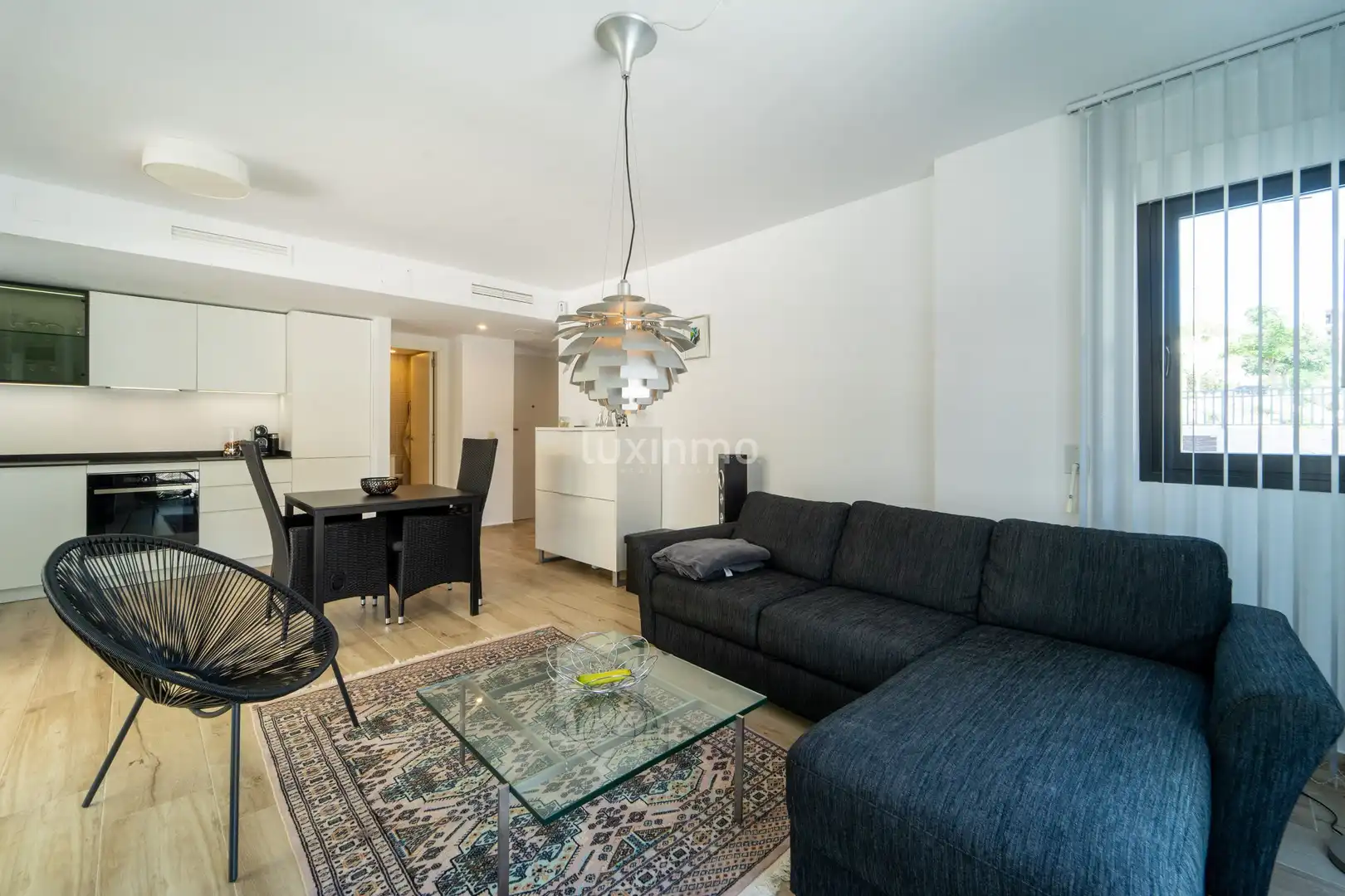 Sala de estar de Planta baja en venta en Calpe / Calp con Aire acondicionado, Jardín privado y Terraza